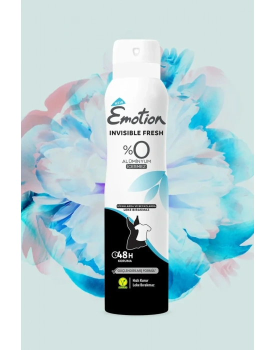 3 Adet Emotion Invisible Fresh Black & White Kadın Deodorant 150ml Vegan, Leke Bırakmaz