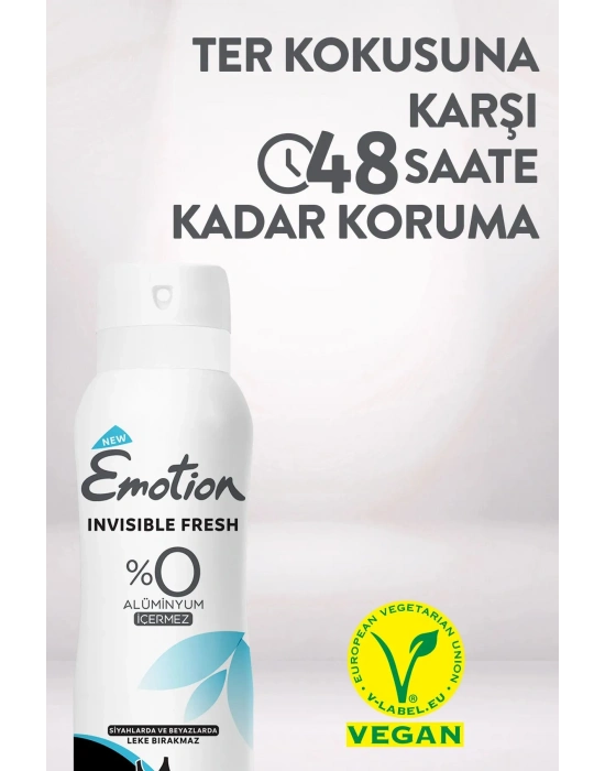 3 Adet Emotion Invisible Fresh Black & White Kadın Deodorant 150ml Vegan, Leke Bırakmaz