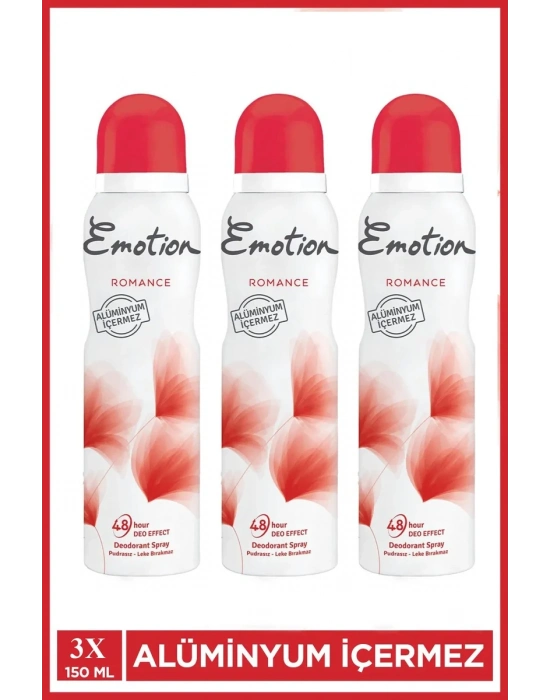 3 Adet Emotion Romance Kadın Vegan Deodorant 150 Ml Hızlı Kurur, Leke Bırakmaz