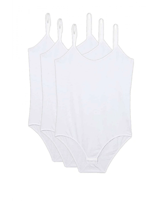 3 Adet İp Askılı Kadın Çıtçıtlı Body Beyaz