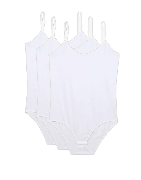 3 Adet İp Askılı Kadın Çıtçıtlı Body Beyaz