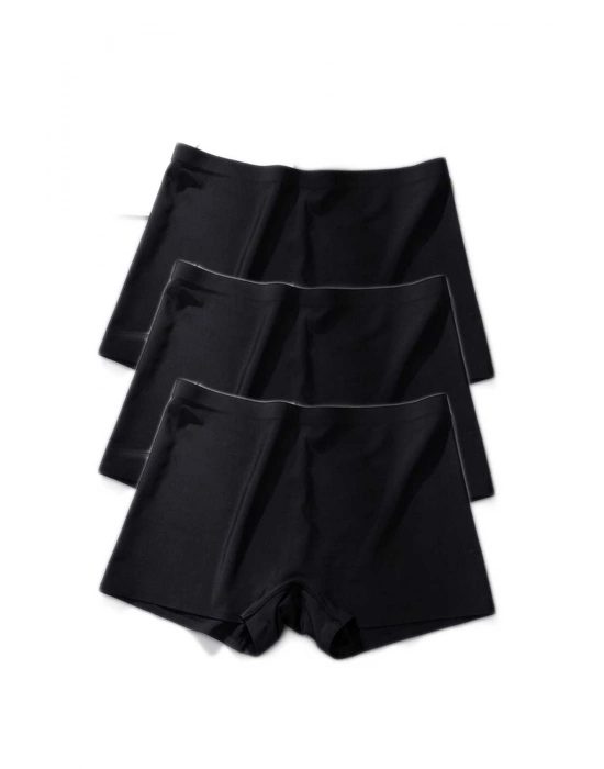 3 Adet Kadın Dikişsiz Görünmez İz Yapmaz Mini Şort Boxer Siyah