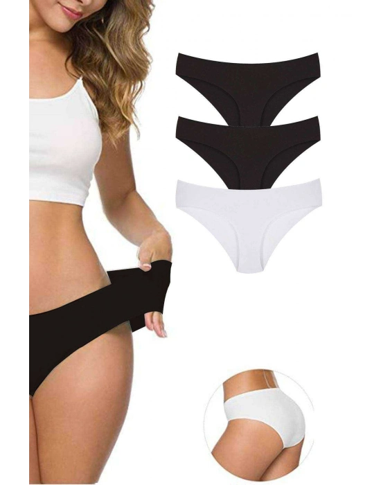 3 Adet Kadın Dikişsiz Lazer Kesim Esnek İz yapmayan Külot S1
