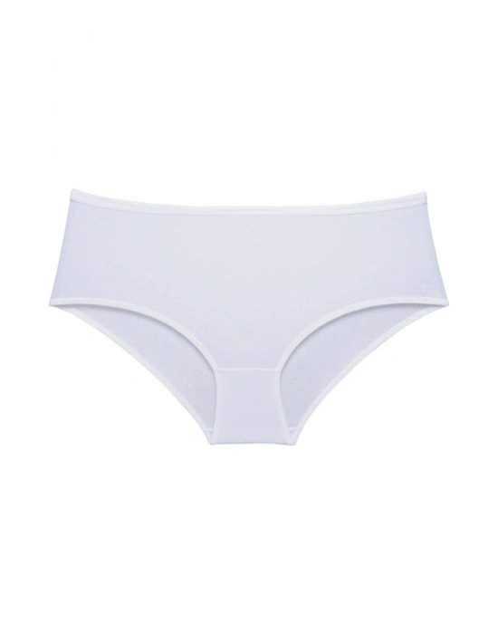 3 Adet Kadın Yüksek Bel Bato Külot Beyaz Gri Krem