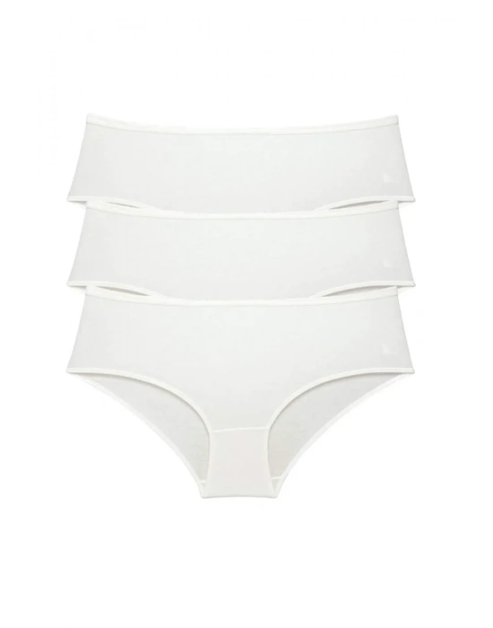 3 Adet Kadın Yüksek Bel Bato Külot Krem