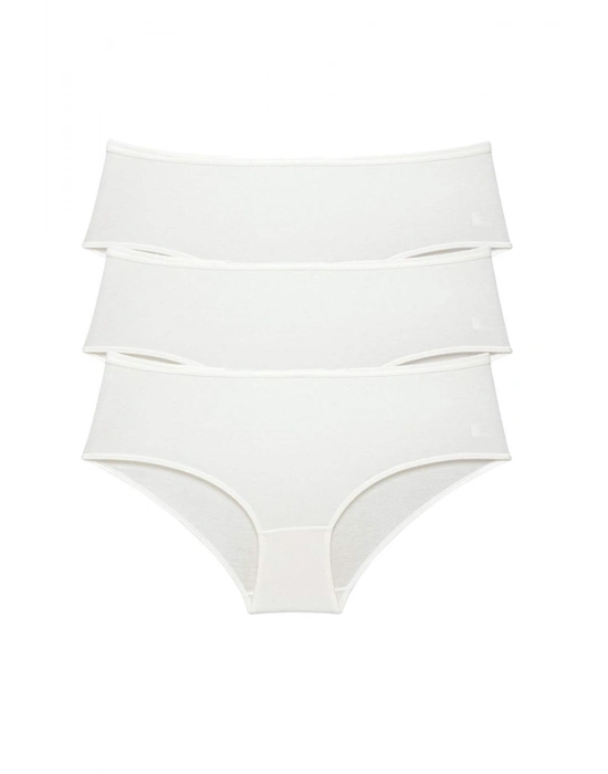 3 Adet Kadın Yüksek Bel Bato Külot Krem