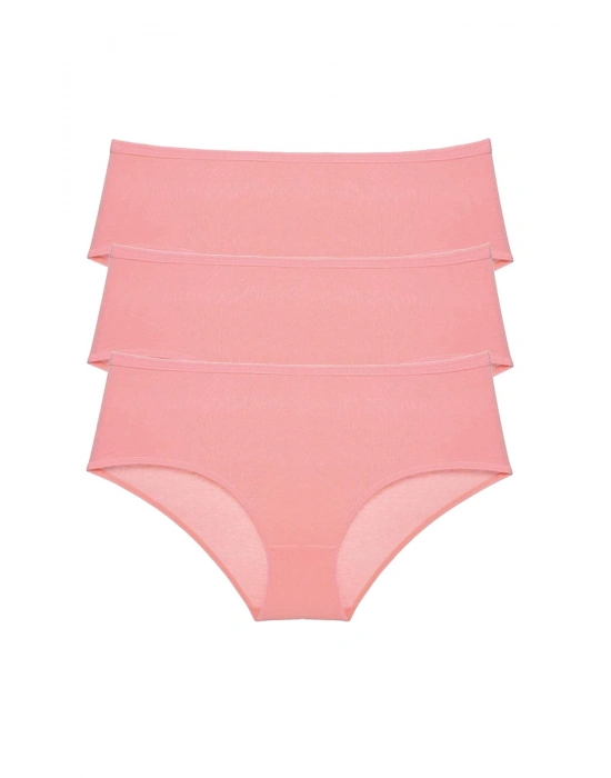 3 Adet Kadın Yüksek Bel Bato Külot Pudra