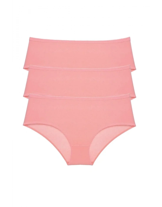 3 Adet Kadın Yüksek Bel Bato Külot Pudra