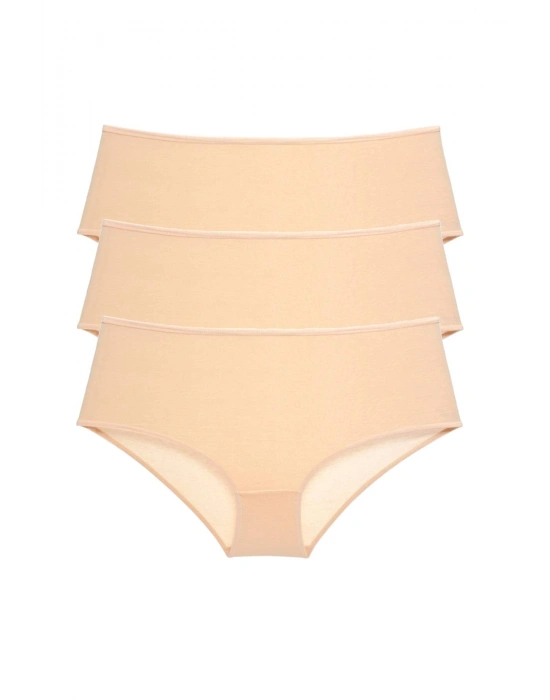 3 Adet Kadın Yüksek Bel Bato Külot Ten