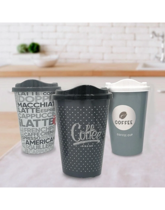 ®  3 Adet Kahve Bardağı Seti Dekoratif Plastik Kahve Muhafaza Bardağı