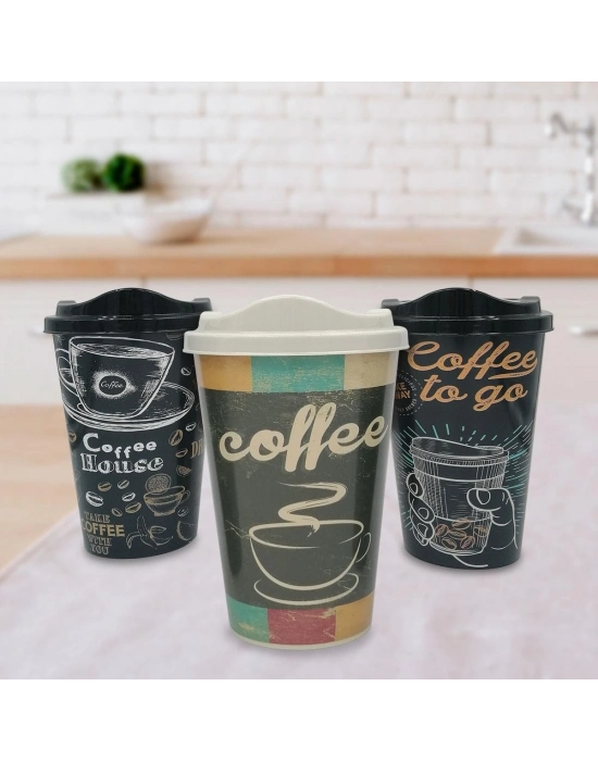 ®  3 Adet Kahve Bardağı Seti Dekoratif Plastik Kahve Muhafaza Bardağı