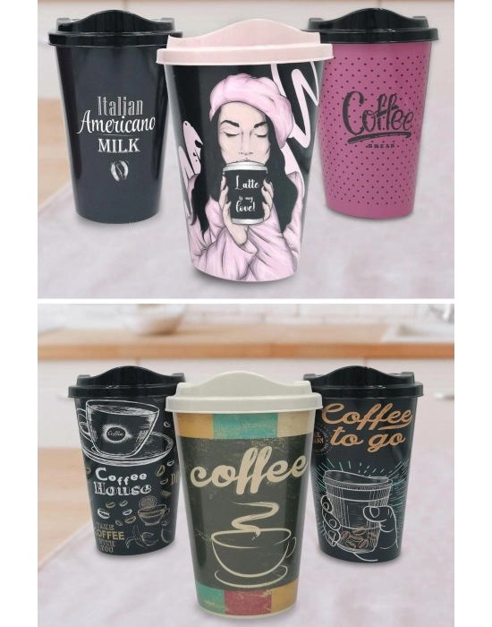 ®  3 Adet Kahve Bardağı Seti Dekoratif Plastik Kahve Muhafaza Bardağı