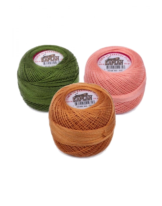 3 Adet Kaplan Etamin Ve Kanaviçe İpi 8 No Kod/Renk: 116 - 352 - 780 - Ryl