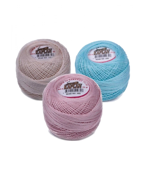 3 Adet Kaplan Etamin Ve Kanaviçe İpi 8 No Kod/Renk: 745 - 345 - 203 - Ryl