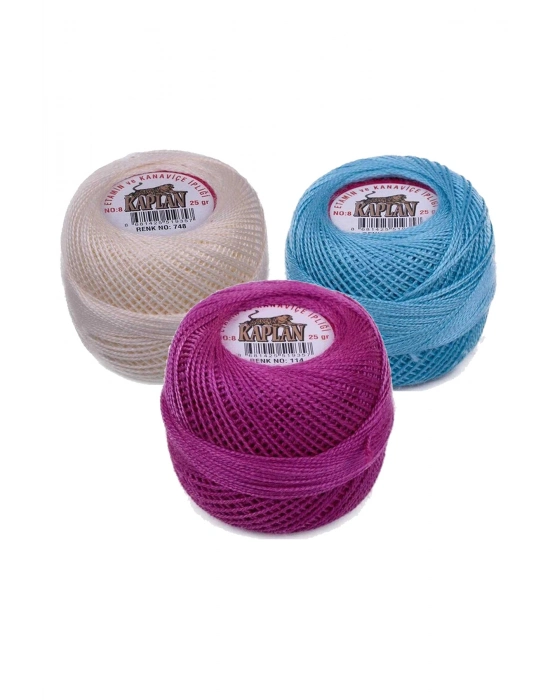 3 Adet Kaplan Etamin Ve Kanaviçe İpi 8 No Kod/Renk: 748 - 293 - 114 - Ryl