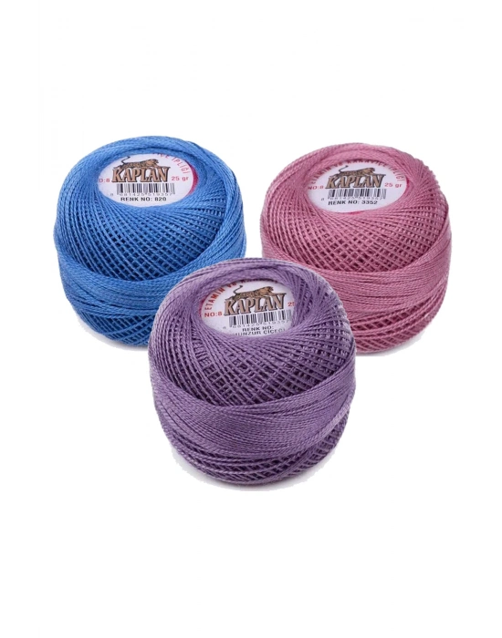 3 Adet Kaplan Etamin Ve Kanaviçe İpi 8 No Kod/Renk: 820 - 3352 - MUNZUR ÇİÇEĞİ - Ryl