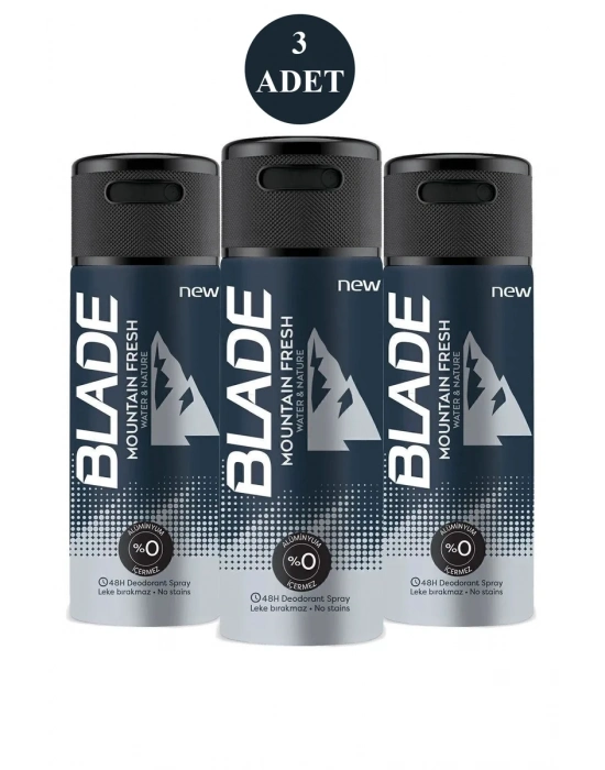 3 Adet Mountain Fresh Erkek Deodorant 150ml Leke Bırakmaz
