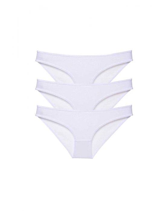 3 adet Süper Eko Set Likralı Kadın Slip Külot Beyaz