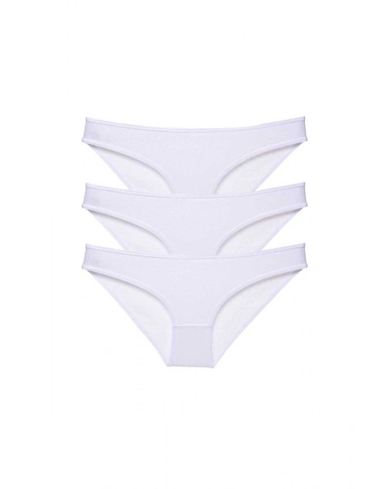 3 adet Süper Eko Set Likralı Kadın Slip Külot Beyaz
