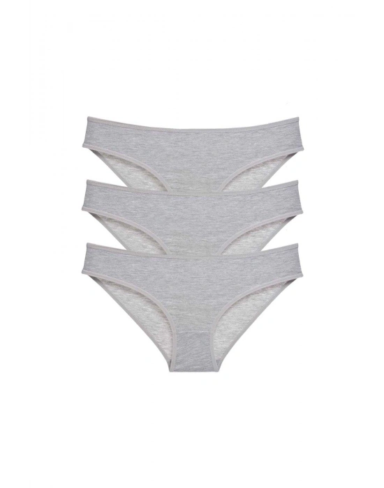 3 adet Süper Eko Set Likralı Kadın Slip Külot Gri