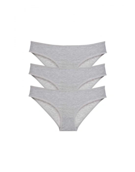 3 adet Süper Eko Set Likralı Kadın Slip Külot Gri