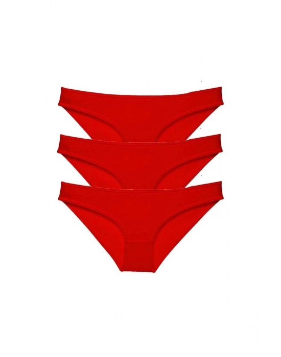 3 adet Süper Eko Set Likralı Kadın Slip Külot Kırmızı mudanis