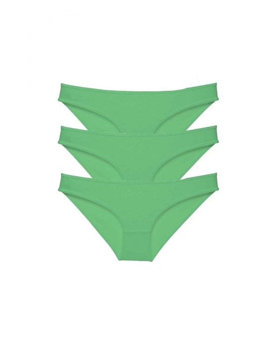3 adet Süper Eko Set Likralı Kadın Slip Külot Yeşil