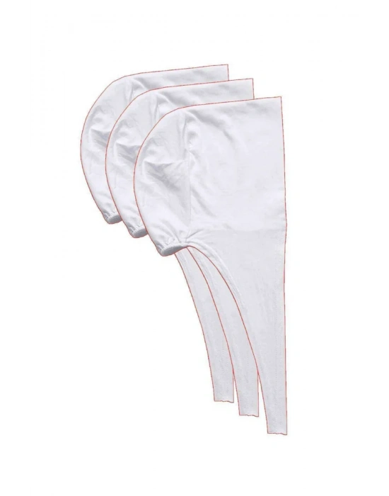 3 Adet Tesettür Bone Bağcıklı Likralı Beyaz