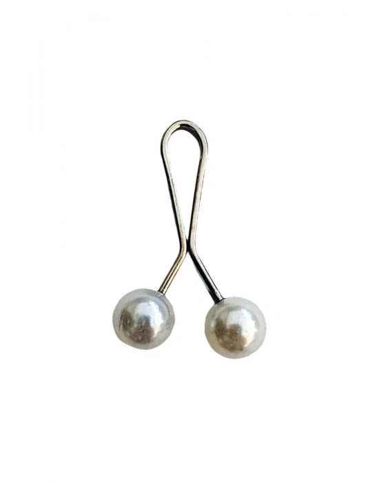 3 Adet Tesettür Eşarp ve Şal Klipsi İnci Beyaz