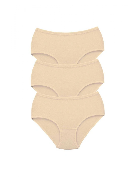 3 Adet Tutku Kadın Yüksek Bel Bato Kalın Lastik Külot Ten