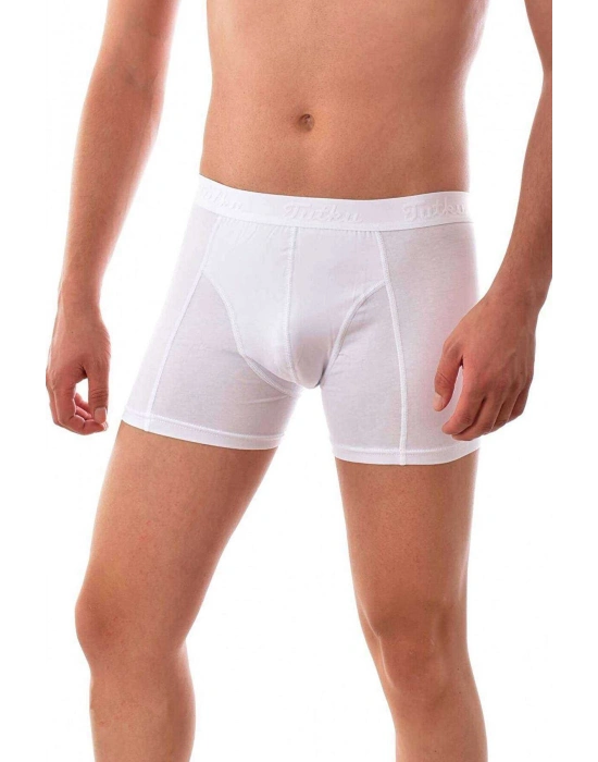 3 adet Tutku Likralı Erkek Beyaz Boxer 0114