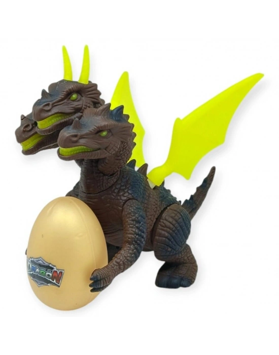 3 Başlı Mitolojik Ejderha - Pilli Yerde Gezen Sesli Figür - WH-3010