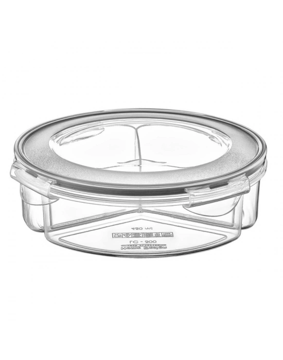 ®  3 Bölmeli Sızdırmaz Contalı Kilitli Kapaklı 1,35 Litre yuvarlak Erzak Saklama Kabı LC-500