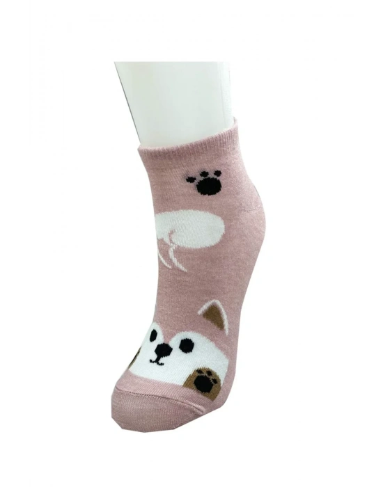 3 Çift Sevimli Hayvan Baskılı Pamuklu Kadın Bilek Çorap