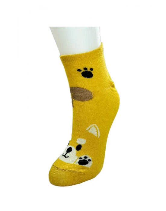 3 Çift Sevimli Hayvan Baskılı Pamuklu Kadın Bilek Çorap
