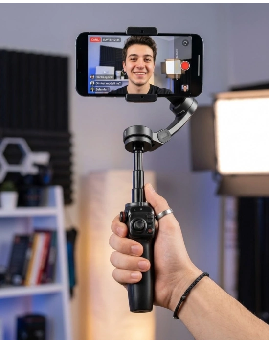 3 Eksen Telefon Gimbal Stabilizer Video Sabitleyici Vlog ve Çekim Aparatı