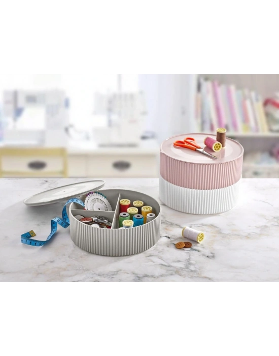 3 Gözlü Saklama Kabı Dikiş Ve Takı Kutusu - Gri