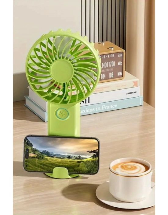 3 Hız Kademeli Şarjlı Sessiz El Vantilatörü Telefon Tutucu Özellikli El Masa Fanı