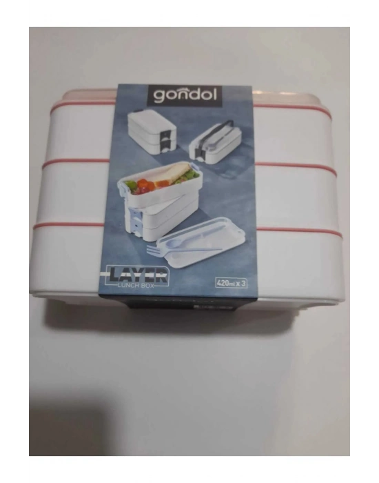 3 Katlı Beslenme Kabı Çatal Kaşık İçerisinde