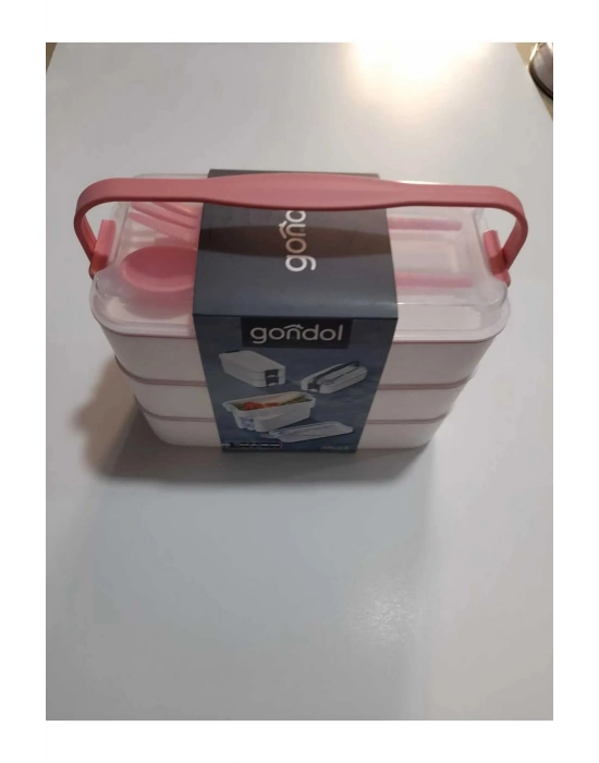 3 Katlı Beslenme Kabı Çatal Kaşık İçerisinde