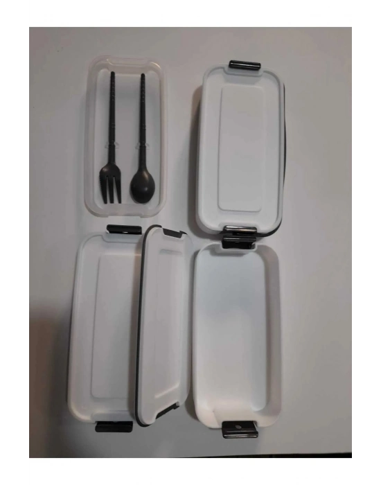 3 Katlı Beslenme Kabı Çatal Kaşık İçerisinde