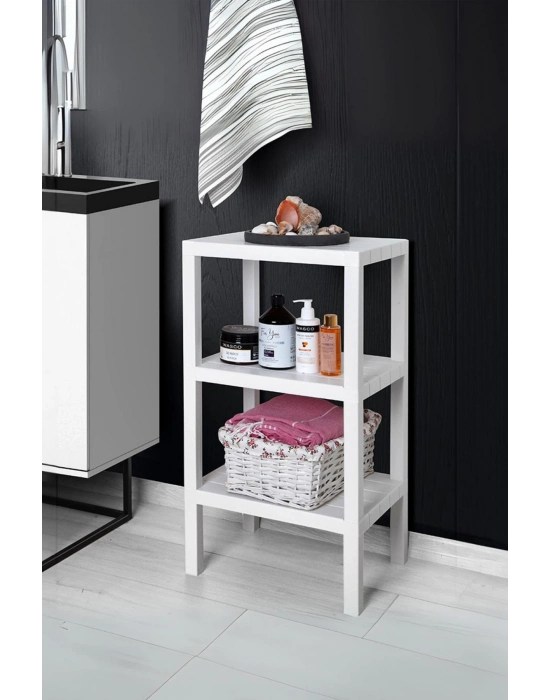 3 Katlı Beyaz Raf Kitaplık & Banyo Düzenleyicisi 73,5 cm