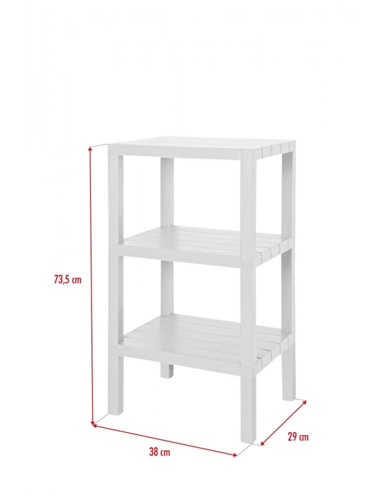 3 Katlı Beyaz Raf Kitaplık & Banyo Düzenleyicisi 73,5 cm