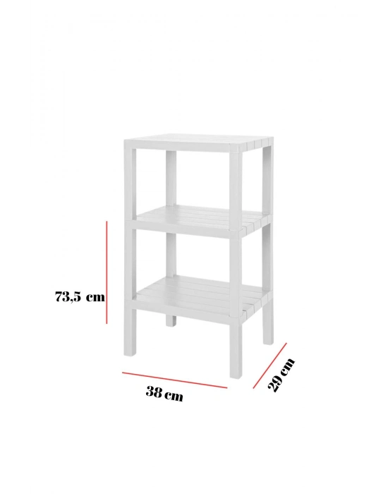 3 Katlı Beyaz Raf Kitaplık & Banyo Düzenleyicisi 73,5 cm-BRNS0048
