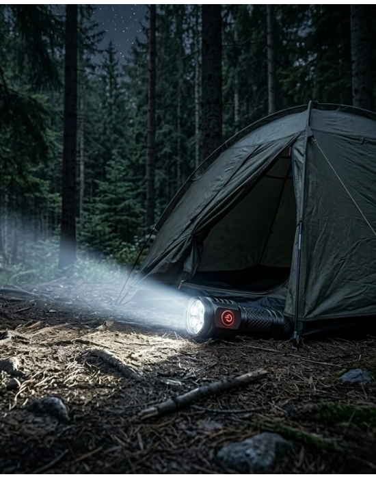3 LED El Feneri 5 Modlu Güçlü Aydınlatma ve Metal Klipsli
