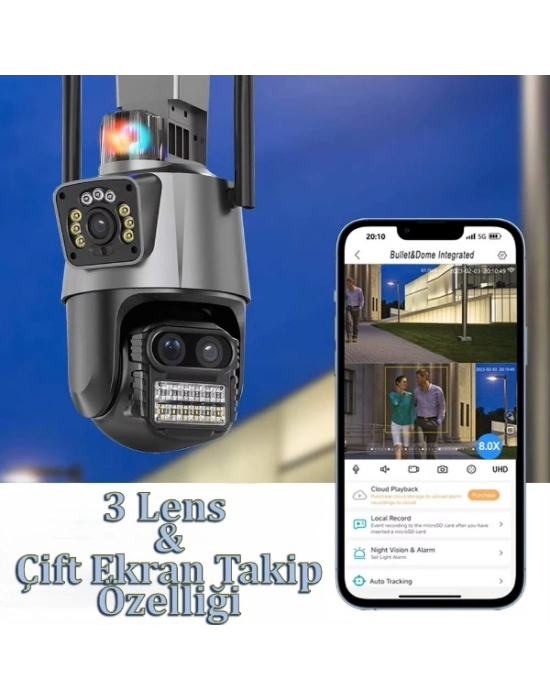 3 Lens Wi-Fi Güvenlik Kamerası