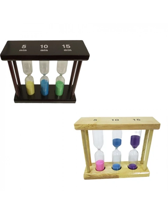 3lü Ahşap Kum Saati 5-10-15 Dakikalık