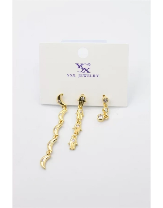 3lü Ay Küpe - Altın