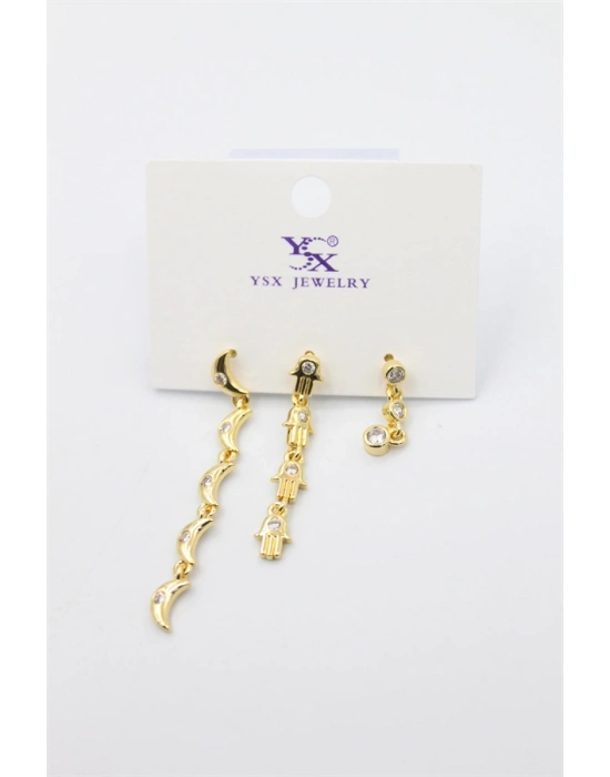 3lü Ay Küpe - Altın