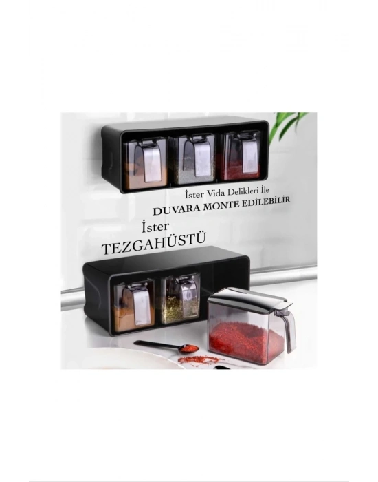 3 Lü Baharatlık Set Duvar Askılı Royaleks-L677